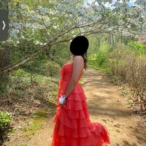 Sherri Hill Vibrant Red Tiered Prom Dress